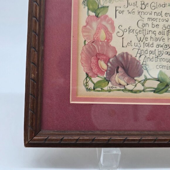 Vintage Framed James Whitcomb Riley Poem Print Floral Artwork Ornate Frame 1921 - Picture 6 of 11